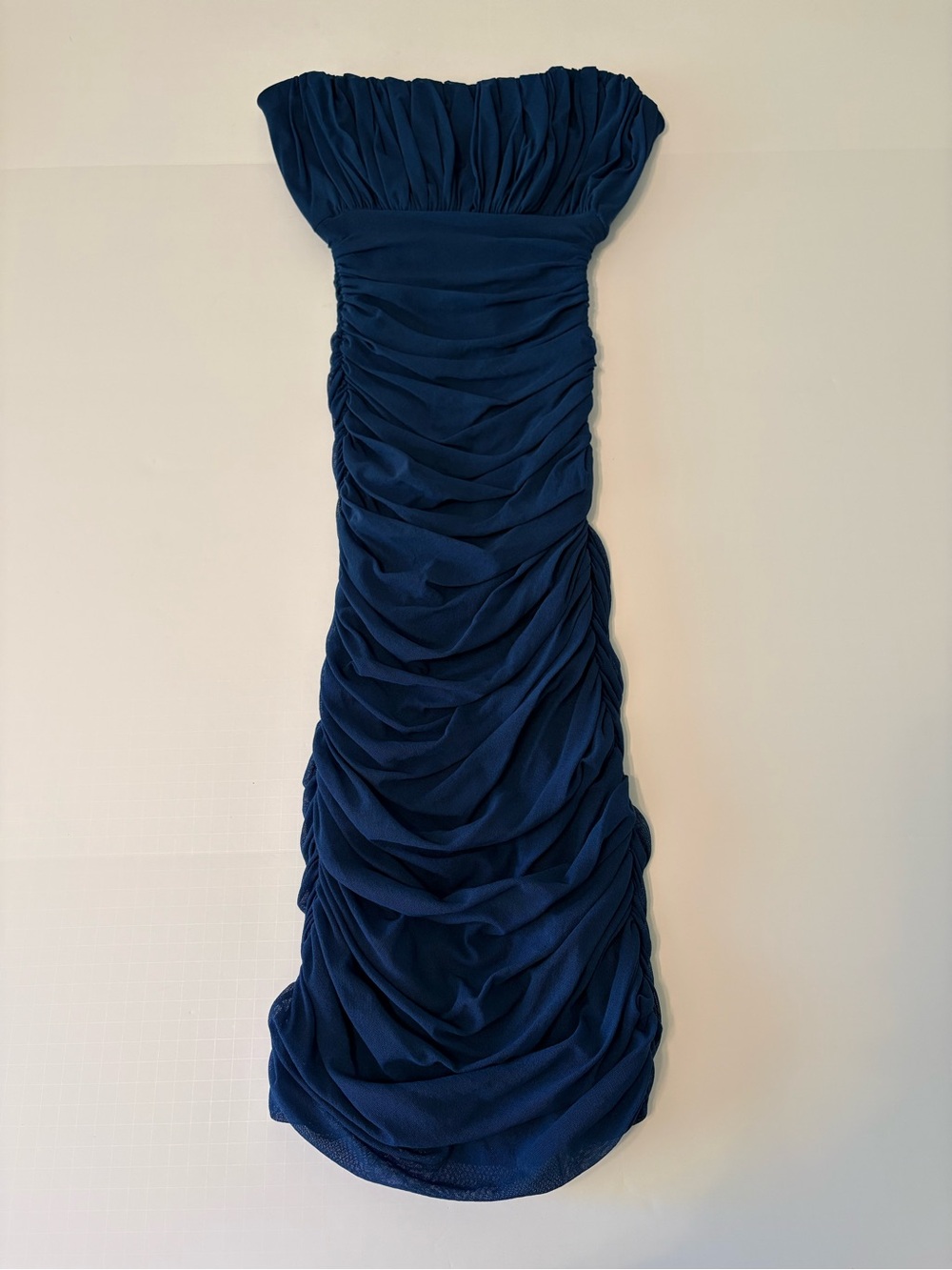 Kacey Montoya’s Closet | Strapless Ruched Midnight Blue Midi Dress